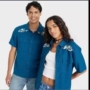 NEW Linen Blend Boho‎ Shirt. Medium